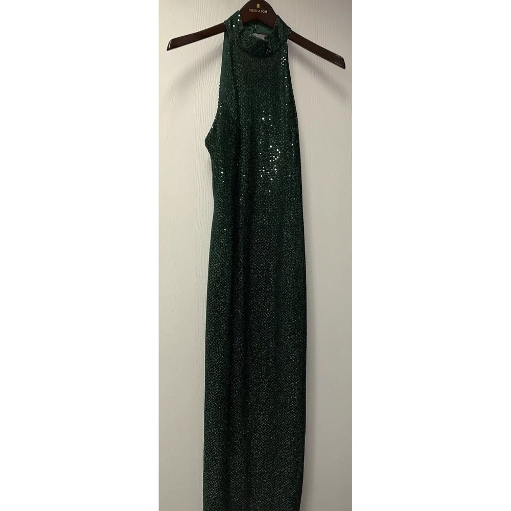 Roberta Green Sequin Maxi Sheath Dress Halter Neck 80s/90s Vintage Size 7/8 Glam - Picture 1 of 11